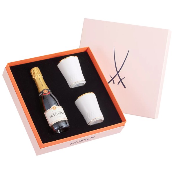 Meissen Champagner-Set - Taittinger Champagner & 2 Champagnerbecher