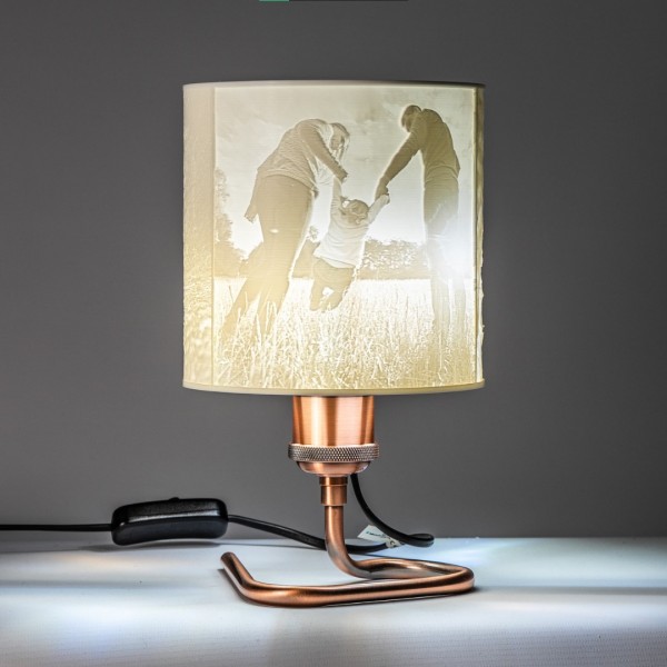 Personalisierte 3D Nachttischlampe bronze - individuelle Fotolampe mit Bildmotiv